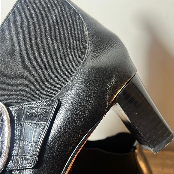 Brighton Trevor Black Leather & Stretch Ankle Boots, Womens 9.5 - Picture 3 of 10